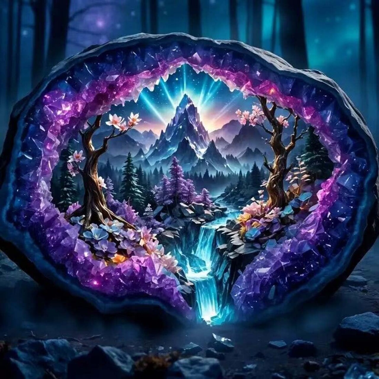 Waterfall Diamond Painting Kit for Adults – 5D Crystal Forest Landscape Full Drill Diamond Art for Beginners – DIY Gem Dot Scenery Craft for Home Wall Decor – 12x12 Inch